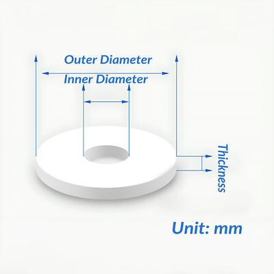Assorted PTFE (Teflon) Gaskets & Seals – 6mm To 325mm Inner Diameter, 3mm Thickness, High-Temp Resistant