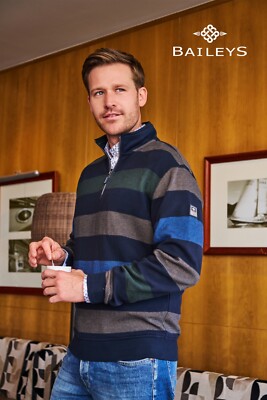 BAILEYS 1/4-Reißverschluss weich gestreift Freizeit Top/Wintergrün - 2XL UVP 110 £ ÜBER 50 % RABATT