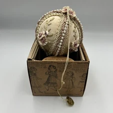 Kurt Adler Louis Nichole Victorian Christmas Ornament Floral Tassle Ball Cream