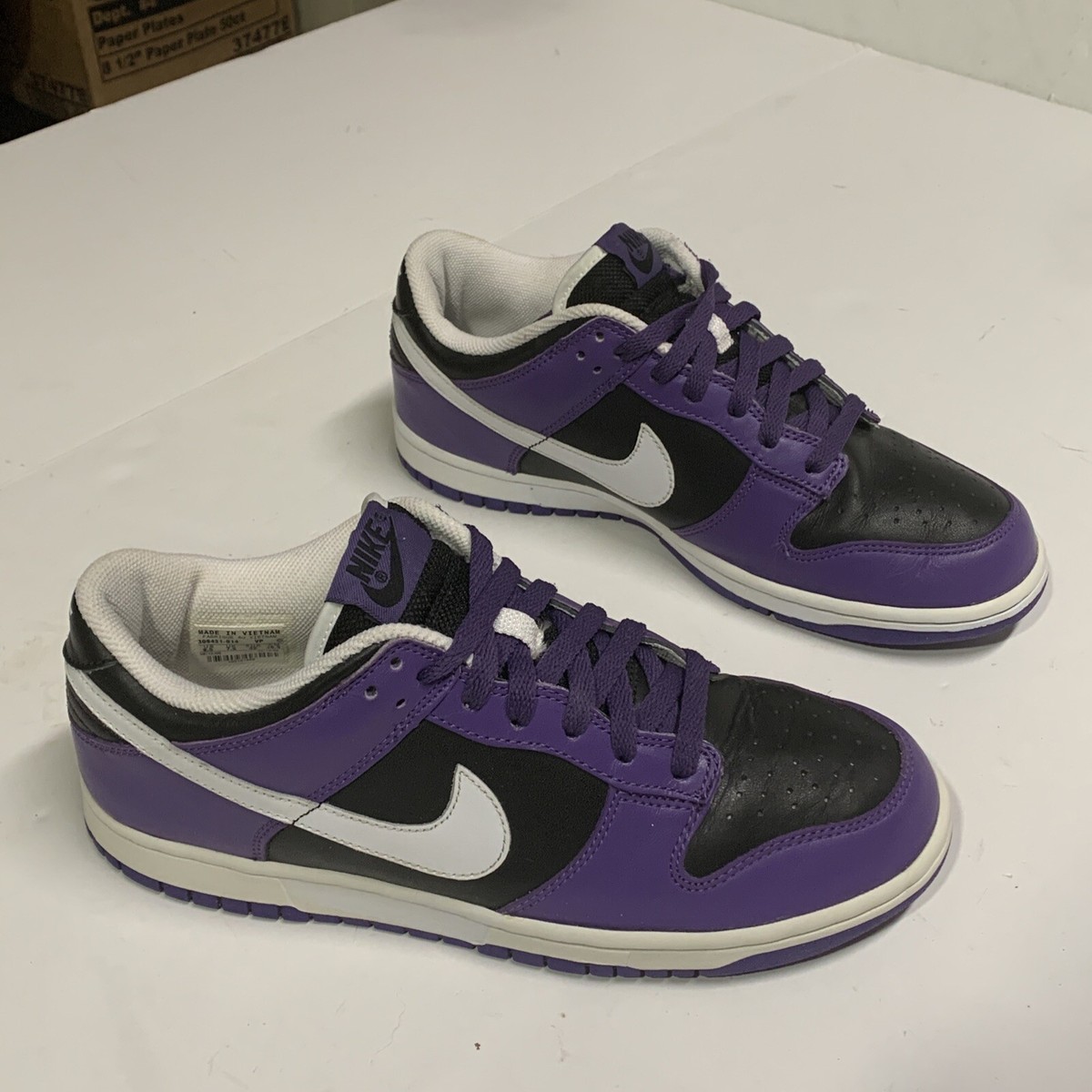 Nike Dunk Low Size 8.5 Varsity Purple Black White 309431-014 Nike Dunk Low Size 8.5 Varsity Purple Black White 309431-014