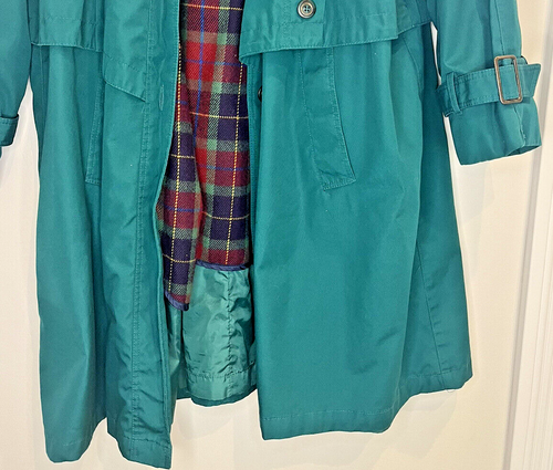 Misty Harbor Flannel Lined Jacket Original Woman Teal Green - 16WP Missing Hood - Picture 3 of 14