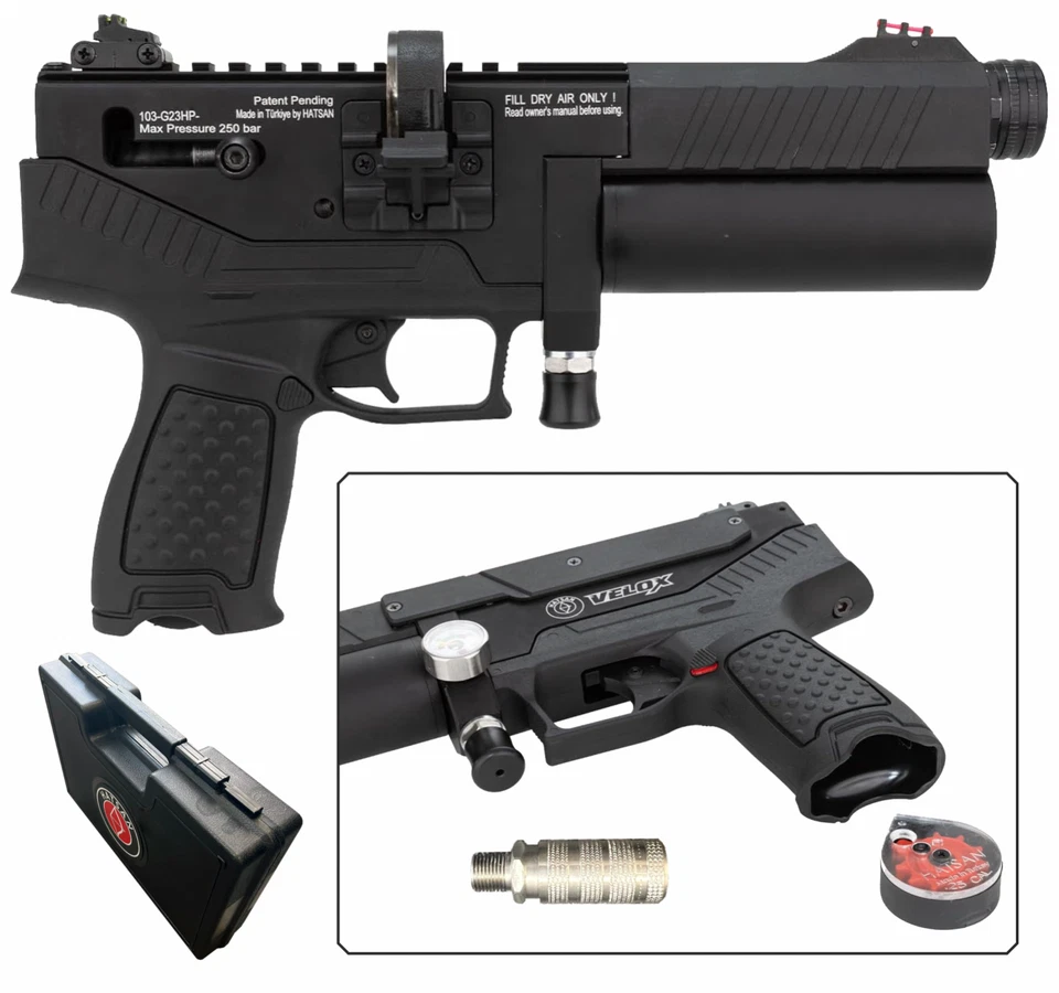Hatsan Velox .22 Cal Side Bolt Semi-automatic PCP Air Pistol Black HGVLX22 - Image 4 of 4