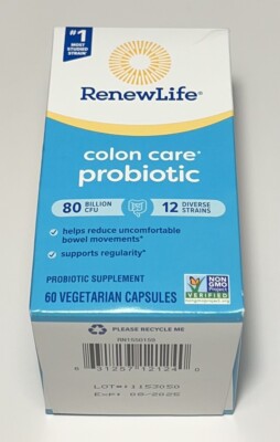Renew Life Colon Care Probiotic 80 Billion CFU 60 Capsules EXP 07/2026+