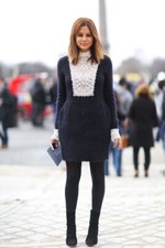 VALENTINO RUNWAY WOOL BLACK DRESS BEADED BIB CUFF MOHAIR SZ S