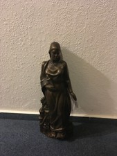 Statue/Wandrelief Heilige Barbara schwerer Metallguss