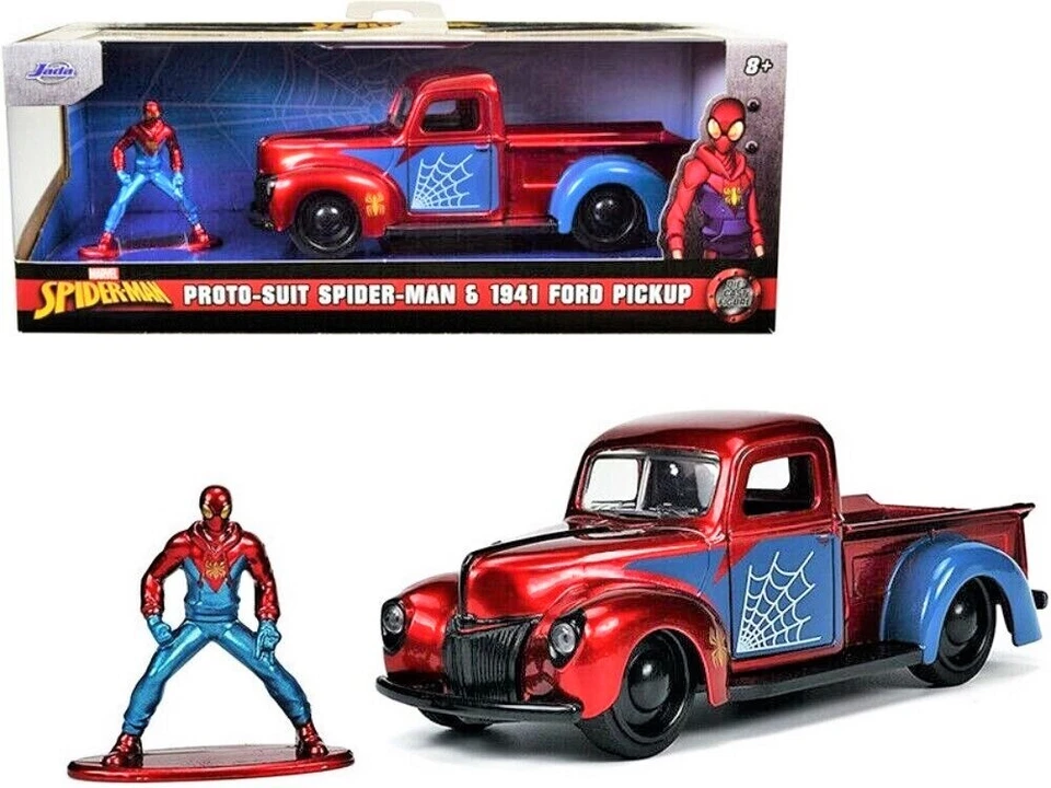 Jada 1:32 Marvel Spiderman Proto-Suit Spider-Man & 1941 Ford Pickup 1:32 Diecast - Imagem 3 de 4