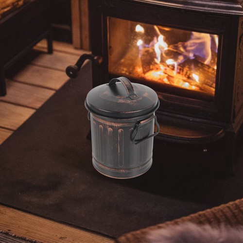 Hot Ash Bucket Fire with Lid Fireplace Practical Storage Cleaning Fireplaces - Picture 9 of 12