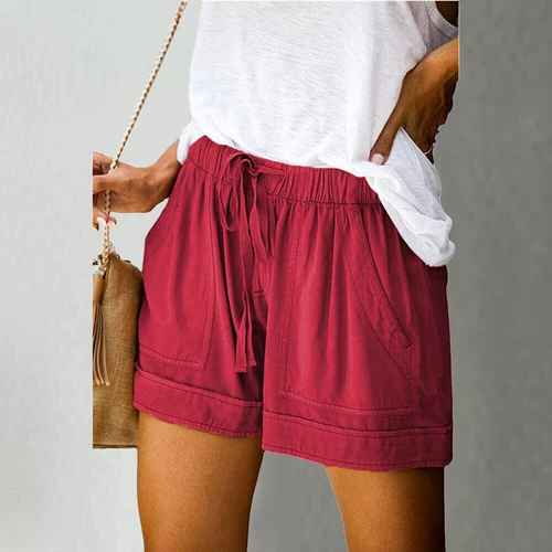 Damen Bermuda Kurze Hose Sommerhose Kordelzug Freizeithose Tasche Strandhose DE - Bild 12 von 38