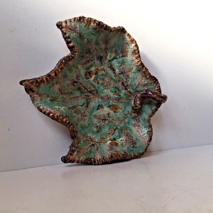 Details About Vtg Danish Modern Naturalistic Leaf Bowl Dish By Kamo 70s Studio Pottery Unique - 