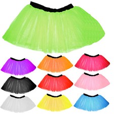 CHILDREN TUTU SKIRT KIDS NEON 3 LAYERS UV FLO GIRL FANCY DRESS PARTY 4-14 YEARS