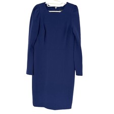 Donna Karan Womens Long Sleeves Mid Length Stretch Dress in Blue Size M