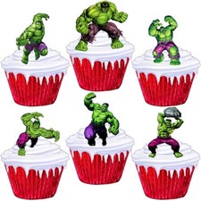 Hulk STAND UP Marvel Superhero Cup Cake Toppers Edible Wafer Card Decorations