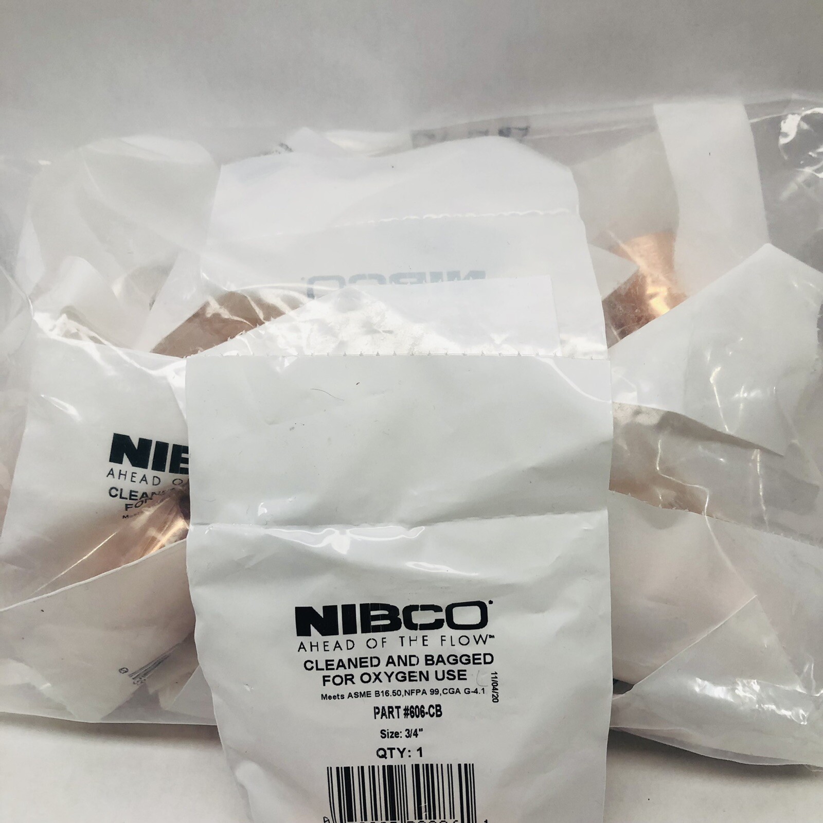 LOT OF 20 NIBCO #606-CB 3/4" SWEAT COPPER 45º ELBOW CLEANED FOR OXYGEN USE