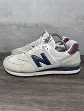 New Balance 574 Shoes Mens 8 Grey Red Blue Low Top Trainer