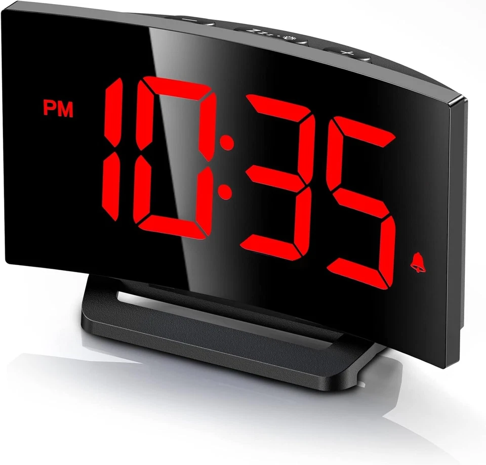 Elegant Digital Clock with Red LED Display & Curved Design - Perfect Gift Idea - Image 3 of 4