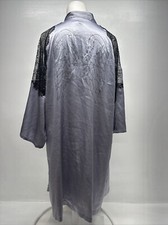 Victoria's Secret Angel Wings Satin Short Robe Jeweled Silver Black Lace S / M