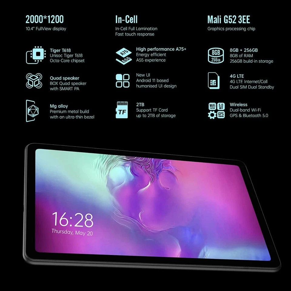 iPlay 40 Pro Android 11 Tablet PC ROM 8GB 256GB 4G LTE 10.4 Inch 2K ALLDOCUBE - Image 2 of 3