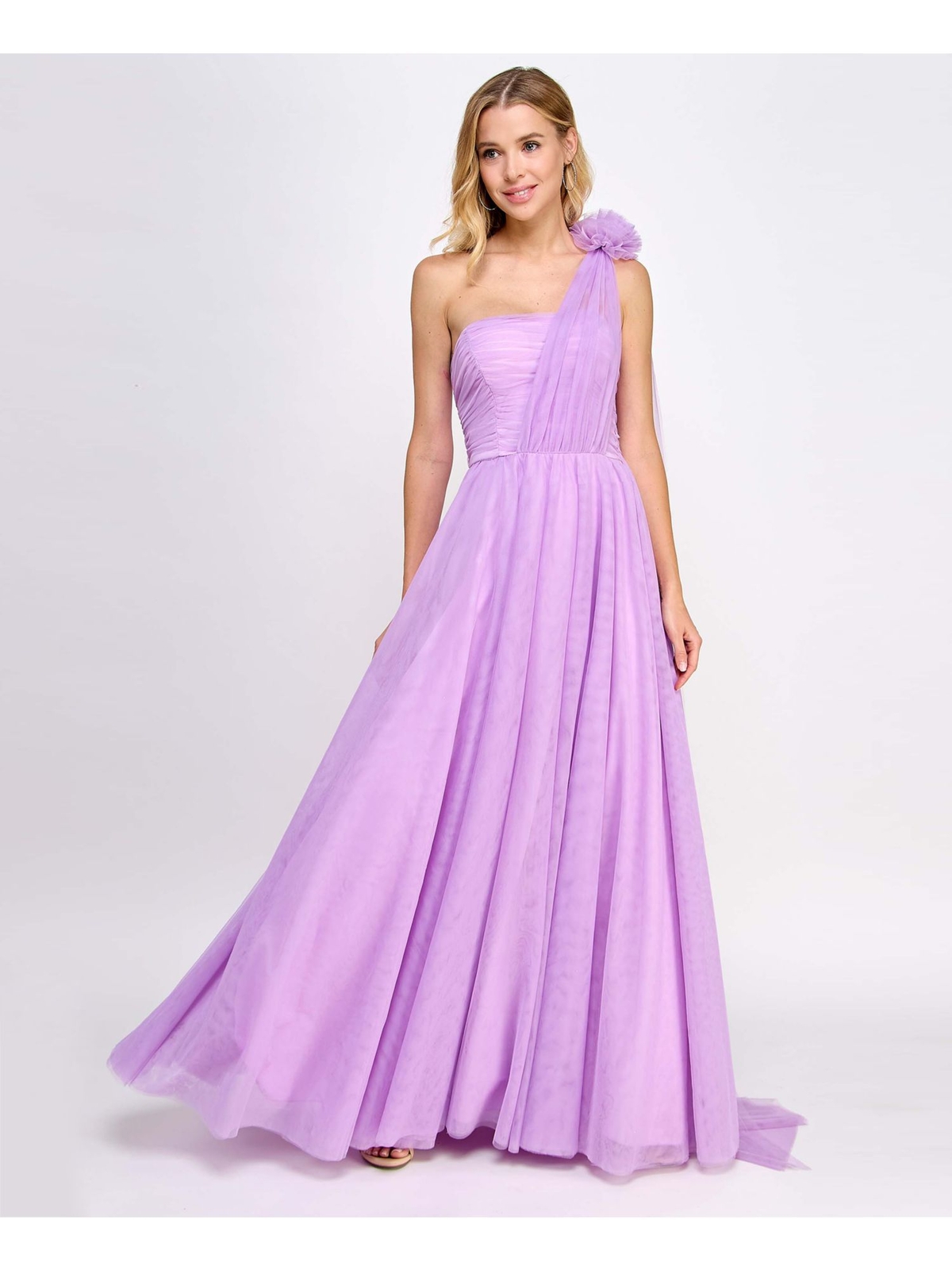 Женское фиолетовое сетчатое платье с розеткой и акцентом на подкладке CITY STUDIO для юниорок 13\14