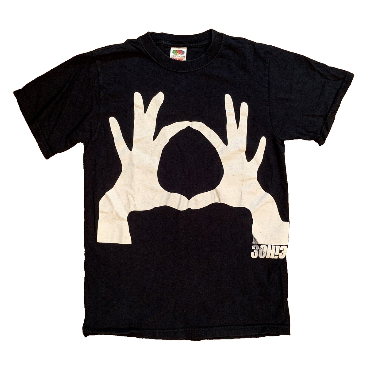 Vtg Y2K 3OH!3 Mens T-Shirt Big Hands Logo 303 Pop Band Tour