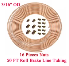 Copper Nickel Brake Line Tubing Kit 3/16" OD 50 Foot Coil Roll All Size Fittings