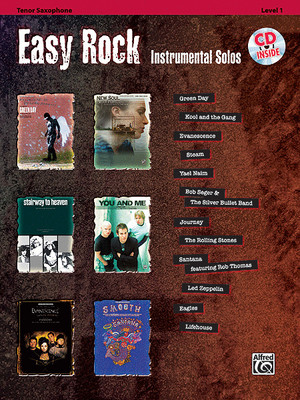 ''EASY ROCK INSTRUMENTAL SOLOS'' TENOR SAXOPHONE MUSIC BOOK/CD-NEW ON SALE SAX!!