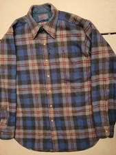 Vintage Pendleton Lodge Flannel Plaid Shirt Men Medium Wool USA Tartan 70s 80s