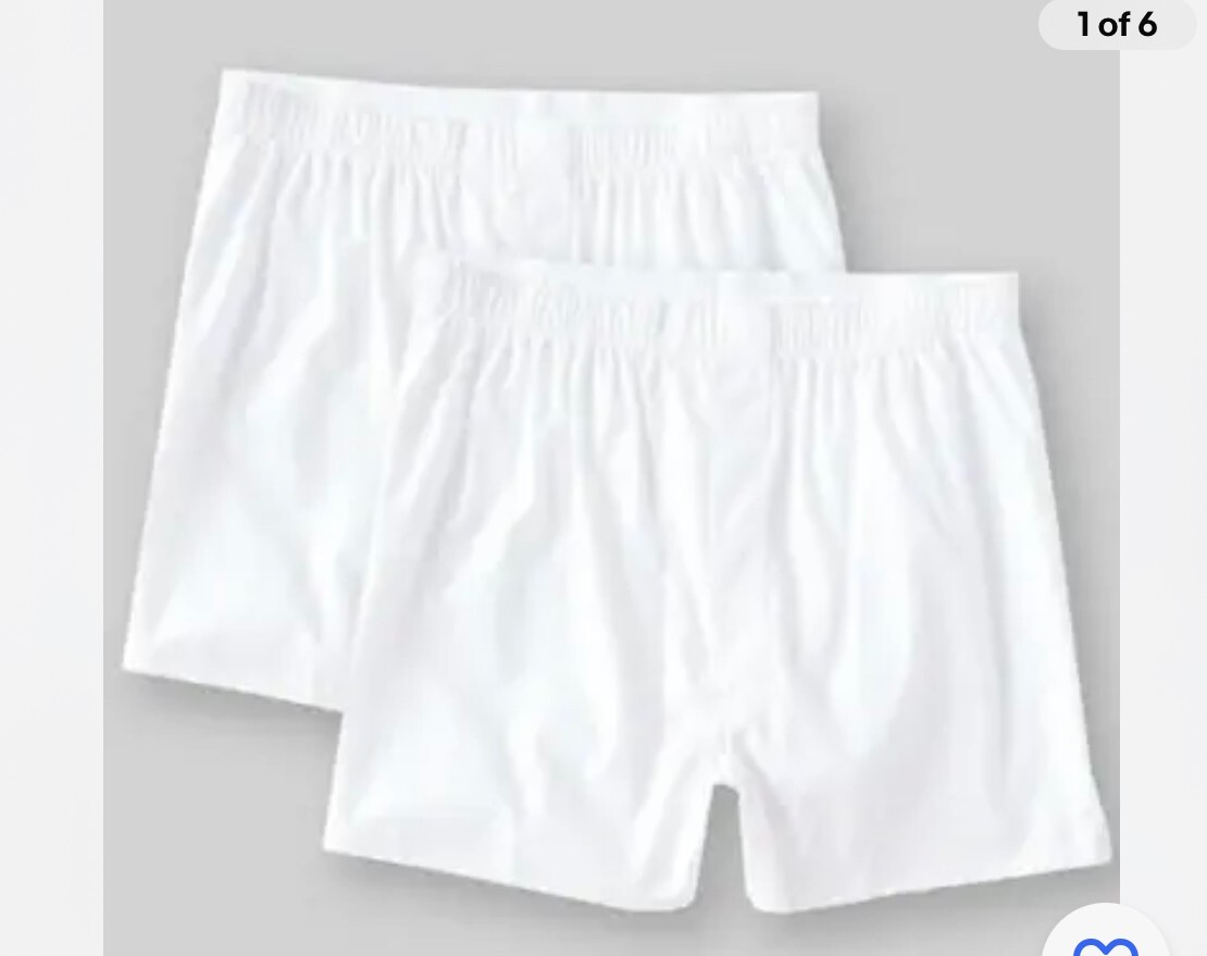 2 Boxers Roundtree & Yorke 1 Pack Men's White Full Cut Boxers Big Man