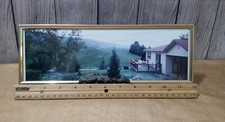 VTG 1970's Framed Photograph Scenic Unique 12" Outdoor Depicts Home, Land,Trees