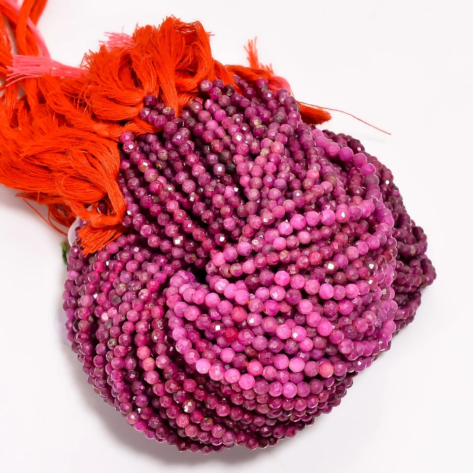 Piedras preciosas de rubí natural en forma de moneda cuentas micro facetadas 3X3X2 mm hilo 12,5" UGB695 Foto 2 de 3