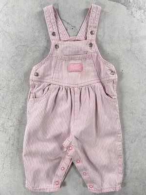 Vintage 80er OshKosh Latzhose Baby 6 Monate rosa & weiß Hickory Streifen hergestellt in den USA