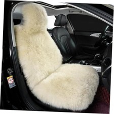 Fluffy Sheepskin Car Seat Cover-Fuzzy Fur 1 Pcs Front Seat Cover Linen Color