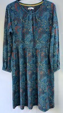 Brakeburn Uma Floral Paisley Midi Dress UK 18 Blue Print Pockets Long Sleeve
