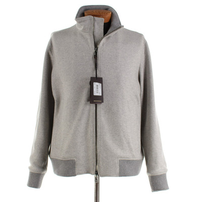 Windsor NWT Cashmere Blend Bomber Jacket Size XXL In Gray & Beige Melange