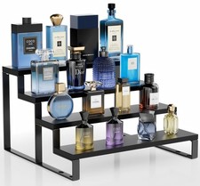 Wood Cologne Organizer for Men,12 Inch 4 Tier Cologne Stand Waterproof Perfum...