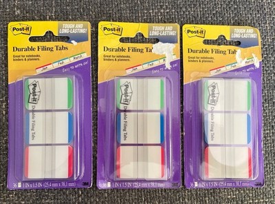 Vintage 3M Post-it Durable Filing Tabs Write-on 1'' x 1.5'' 36 Tabs lot of 3 2006