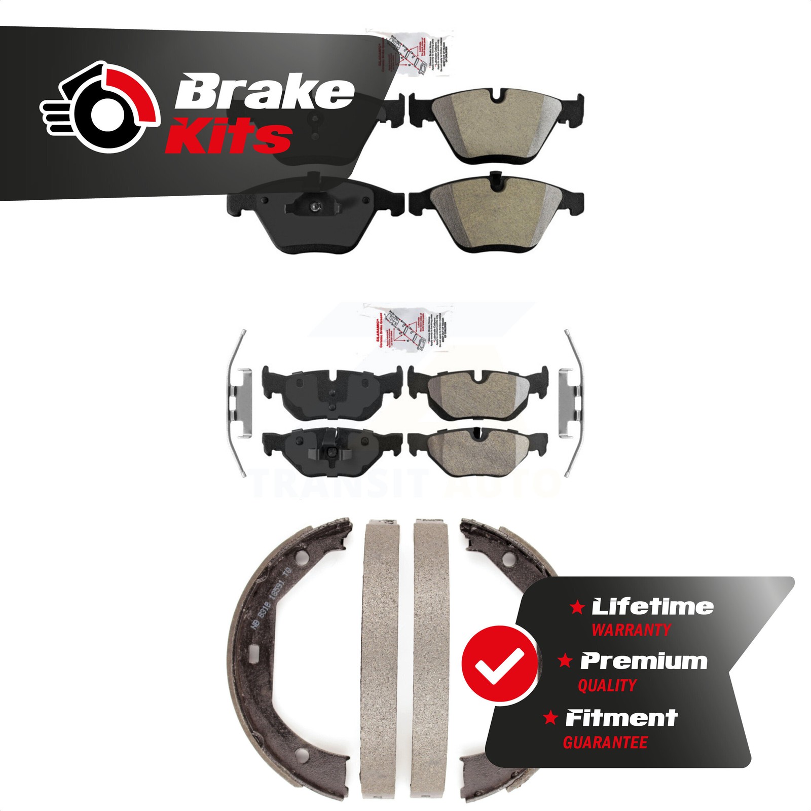 Front Rear Semi-Metallic Disc Brake Pads Kit For 2009-2013 BMW 328i xDrive Sedan