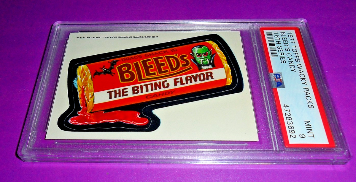1976 1977 WACKY PACKAGES 16th SERIES 16 BLEEDS CANDY PSA 9 MINT