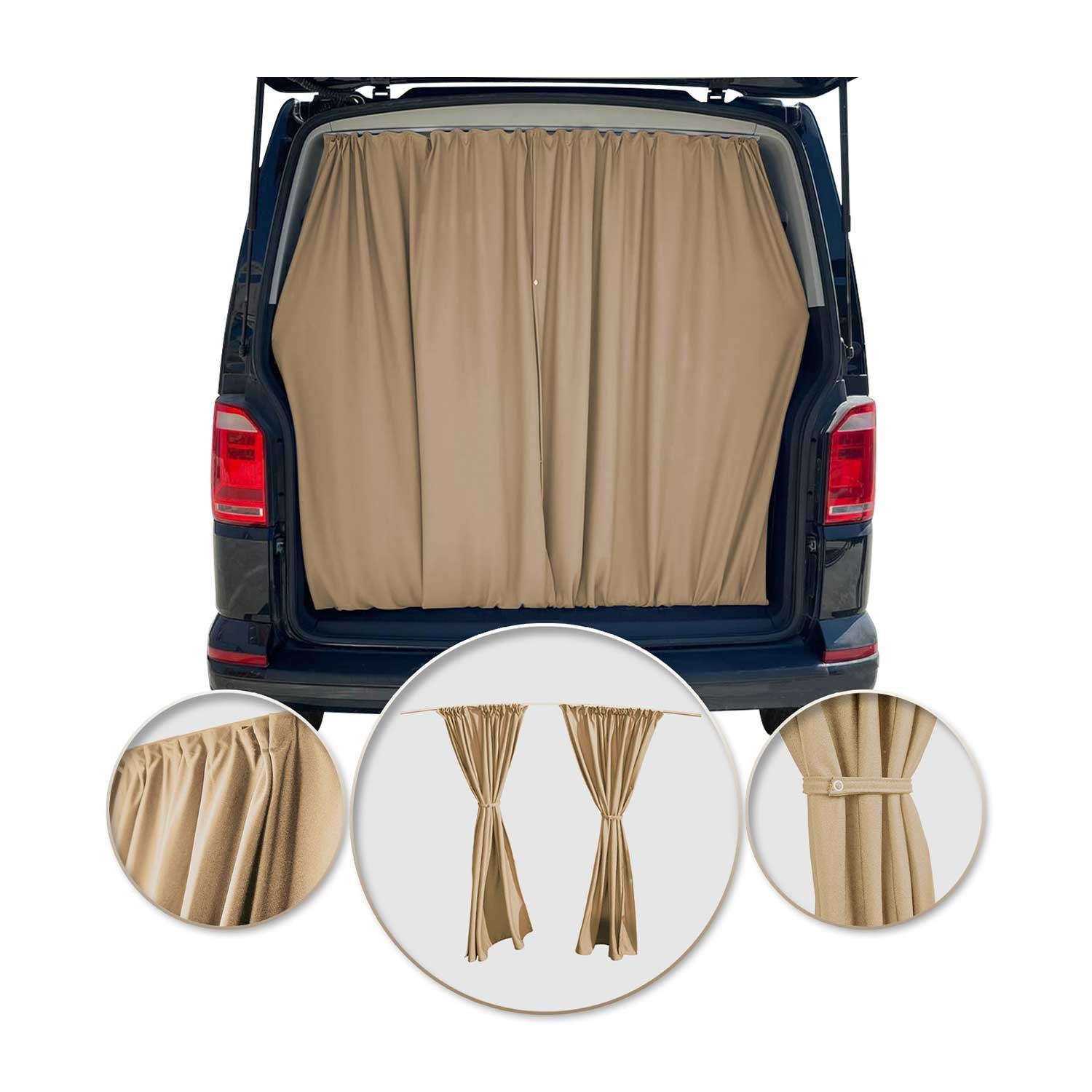 Rideaux de porte hayon Mercedes Sprinter H3 : protection solaire beige luxe