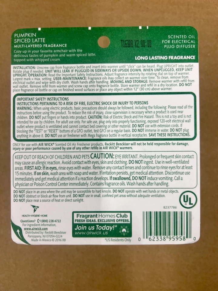 Air Wick Life Scents 2 recarga de aceite perfumado + 1 calentador calabaza especiado café con leche Foto 2 de 2