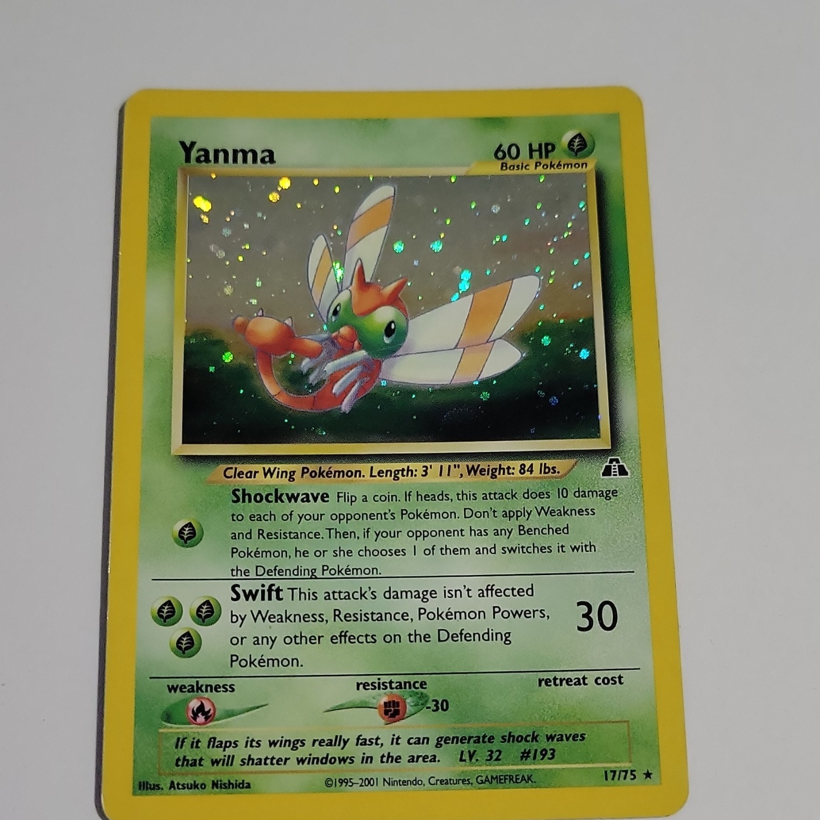 Pokémon TCG Yanma 17/75 Neo Discovery Holo Rare EN Basic 60HP Unlimited