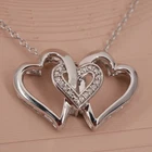 Sterling silver Triple heart interlocking pendant 16" Italian silver Chain 3.2G