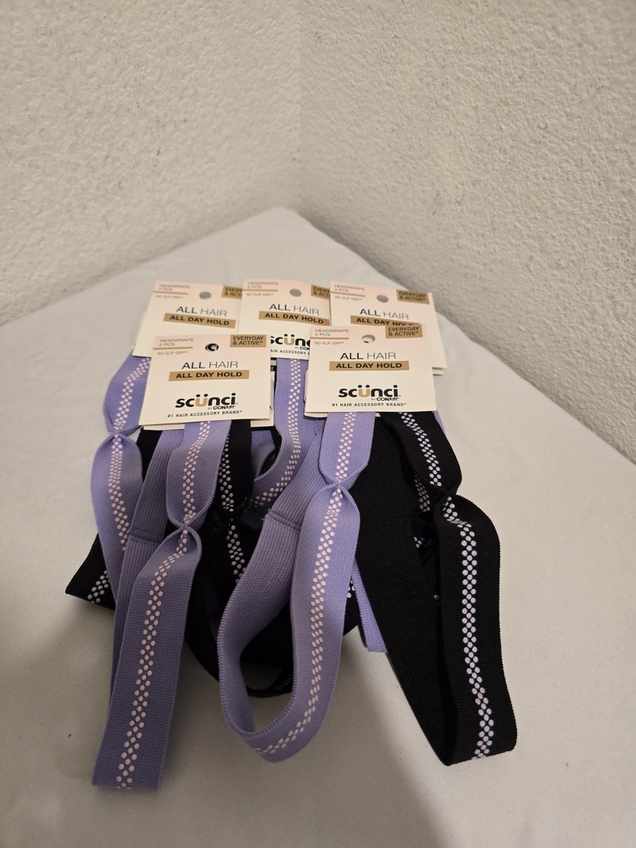 5 Pack Scunci Everyday & Active No Damage Headbands, Purple