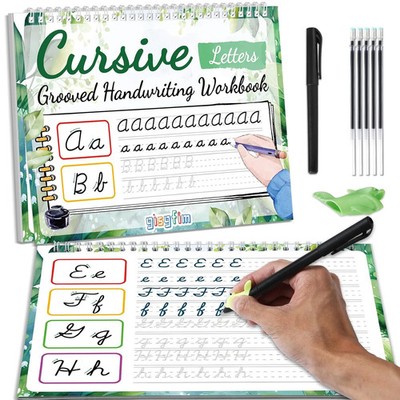 gisgfim Grooved Cursive Handwriting Workbook Magic Reusable Grooved Cursive Hand