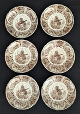 Vtg. (6) Johnson Bros WILD TURKEY Native American Windsor Ware SAUCERS "NICE"