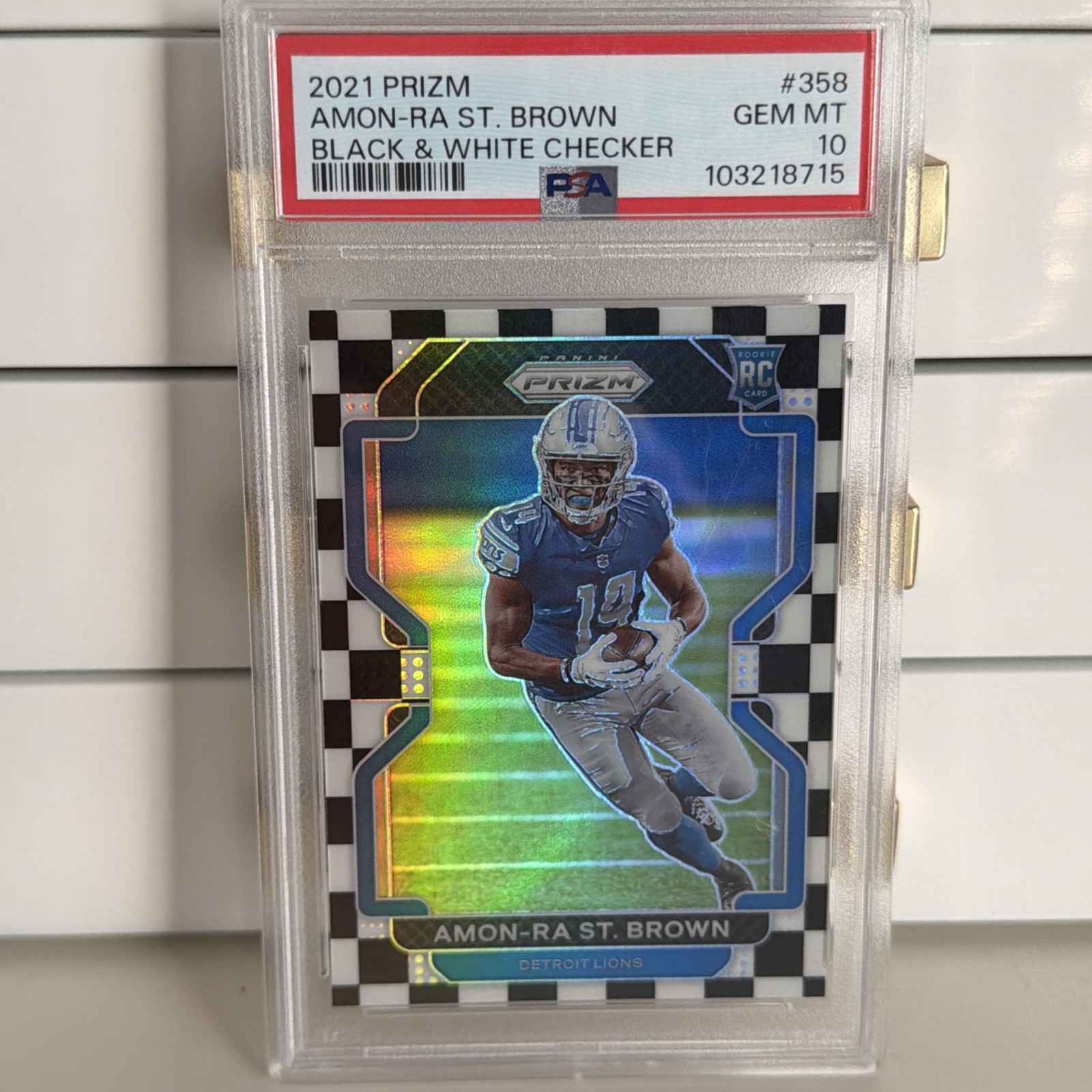 Amon-Ra St. Brown Panini Prizm #358 Black/White Checker