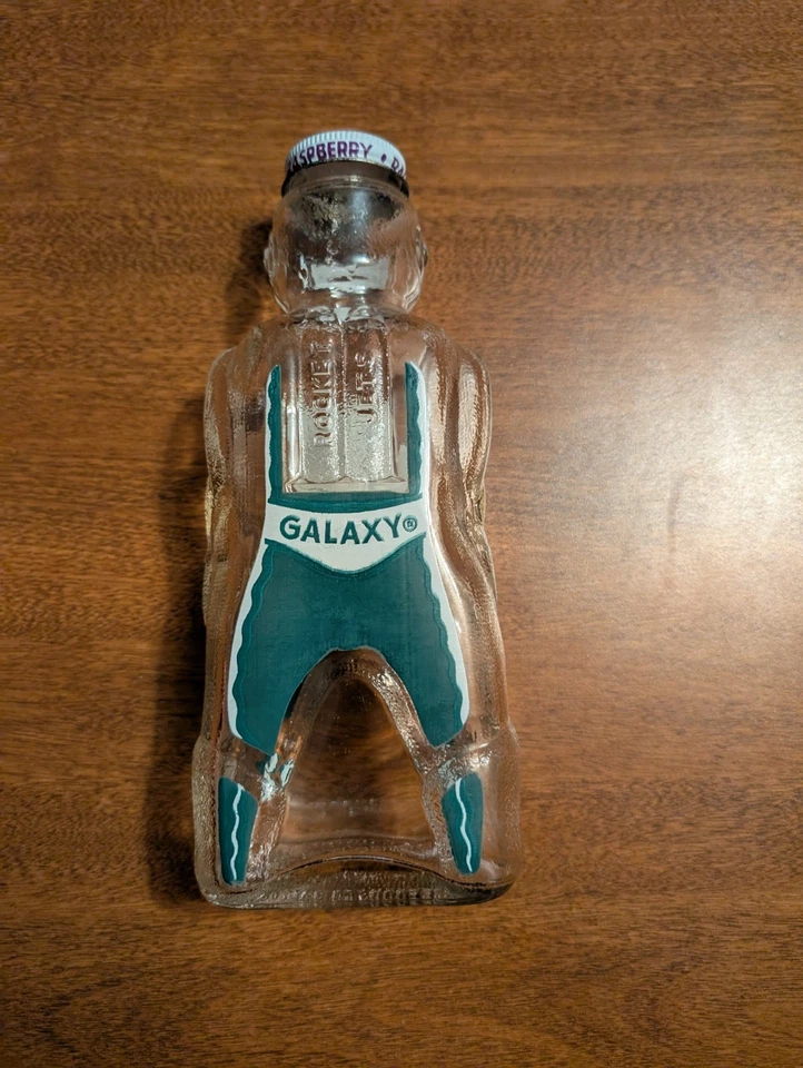 Botella de vidrio jarabe Space Foods Spaceman de colección de los años 50 Banco Bombardier Foto 2 de 4