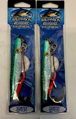 Lot Of 2 Williamson Vortex Flutter Jig, 3.5oz, Green Mackerel, 5  Long