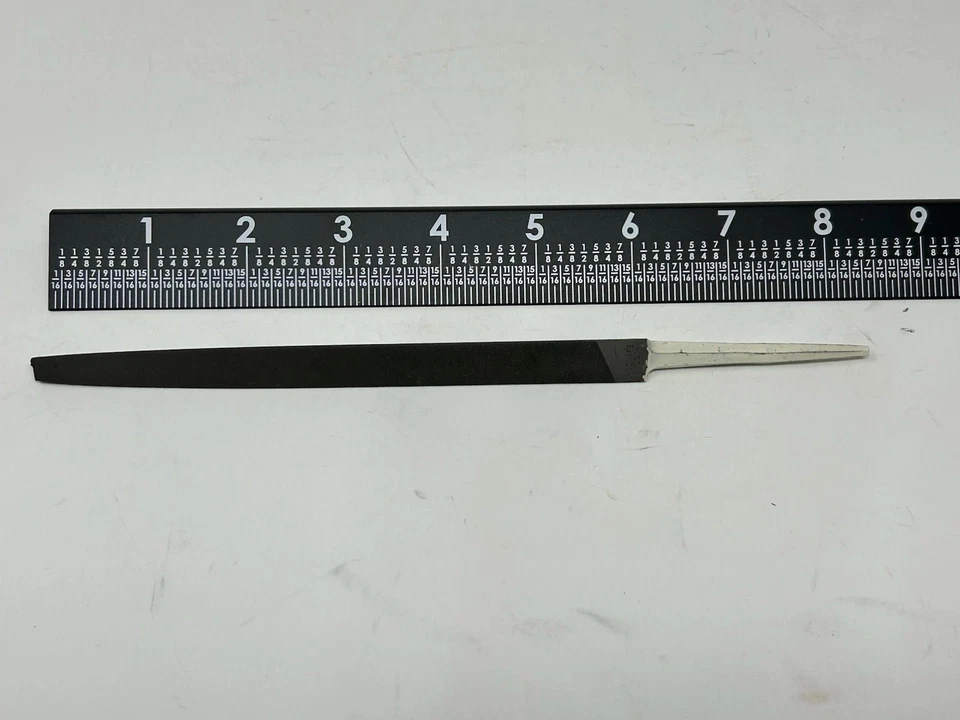 NOS Heller Nucut 6” Smooth Triangle File Lutz T-4 Skroo-Zon Handle USA 🇺🇸 - Image 2 of 4