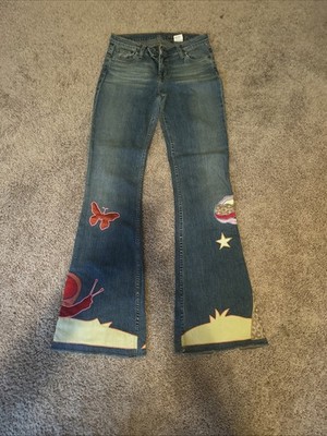 NWOT ABS by Allen Schwartz Vintage Embroidered Slim Flare Jeans 29  X 34  Tall