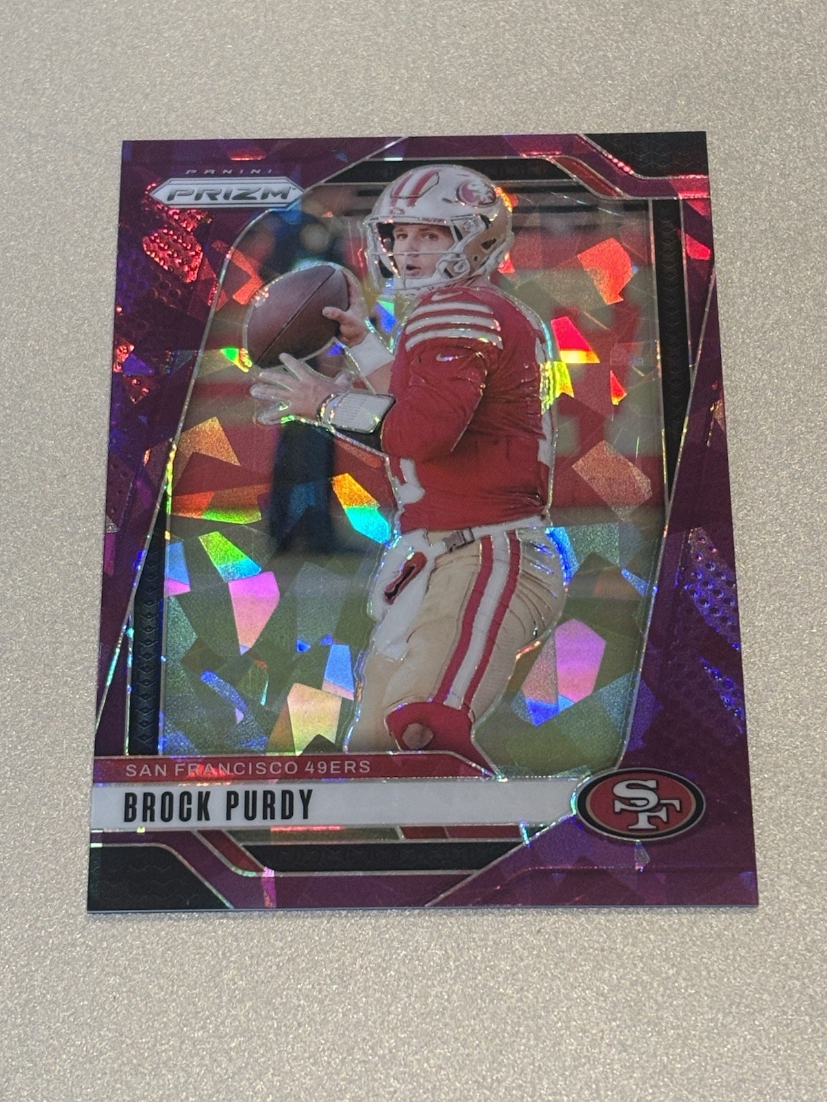 2024 Panini Prizm Brock Purdy #249 Purple Cracked Ice Prizm /225